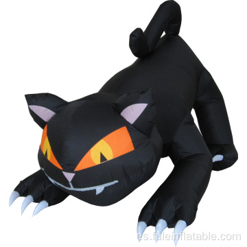 Cabeza giratoria inflable animada del gato negro de Halloween